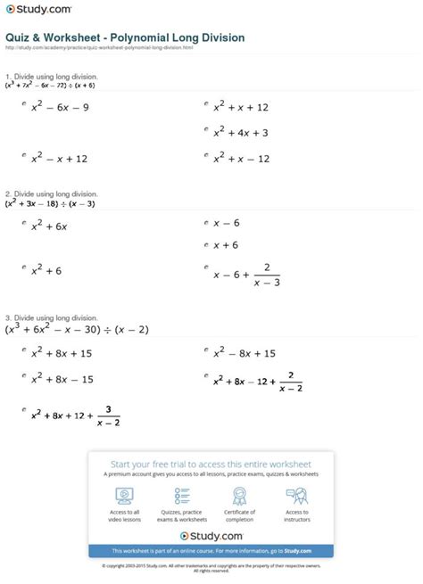 synthetic division worksheet with answers